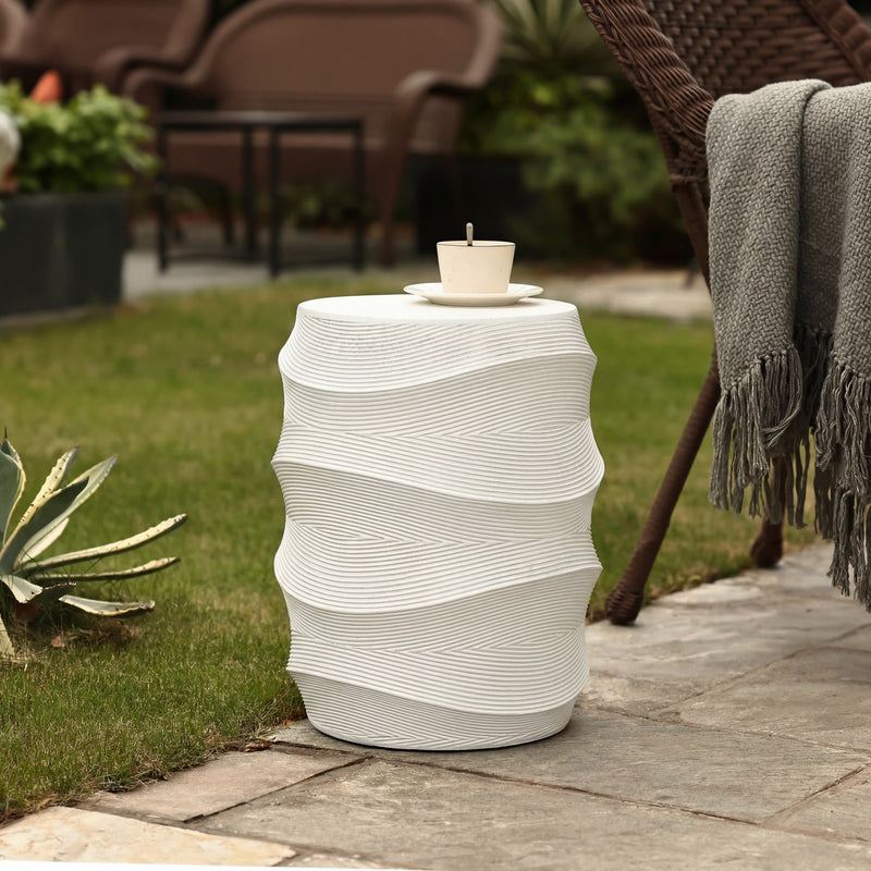 Antique-Style Magnesium Oxide Outdoor Side Table by HouseOfZazla