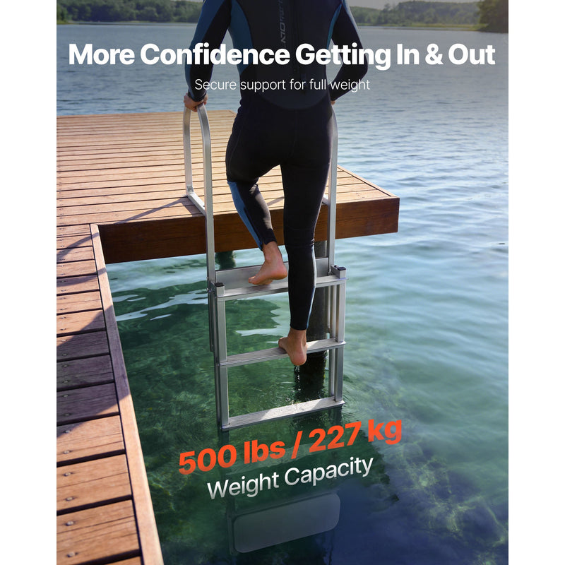 Retractable Dock Ladder, 5 Steps, Aluminum Alloy with Auto-Lift Float by HouseOfZazla
