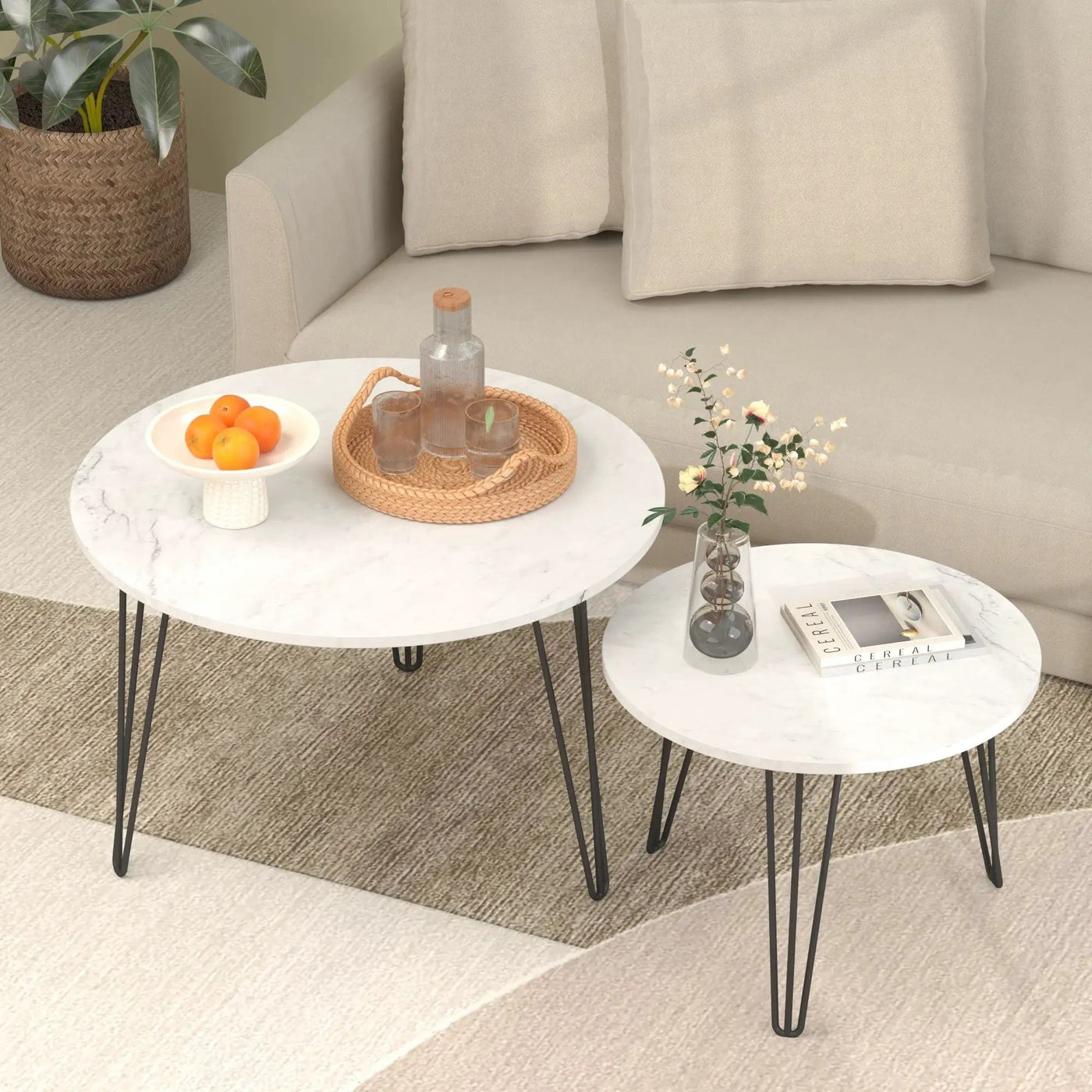 Round Nesting Coffee Table For Living Room (Set of 2) by HouseOfZazla