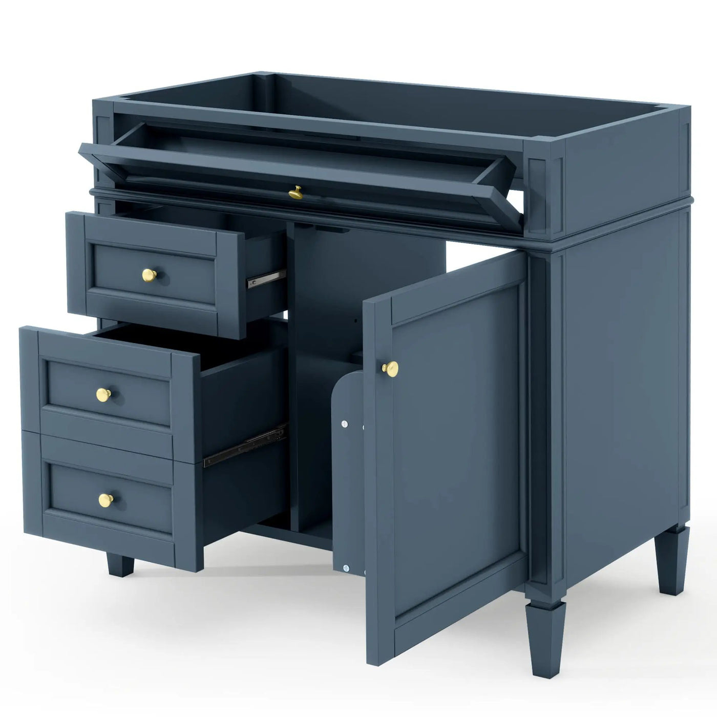Bathroom Vanity With 2 Drawers And Tip-Out Drawer, Storage Cabinet by HouseOfZazla