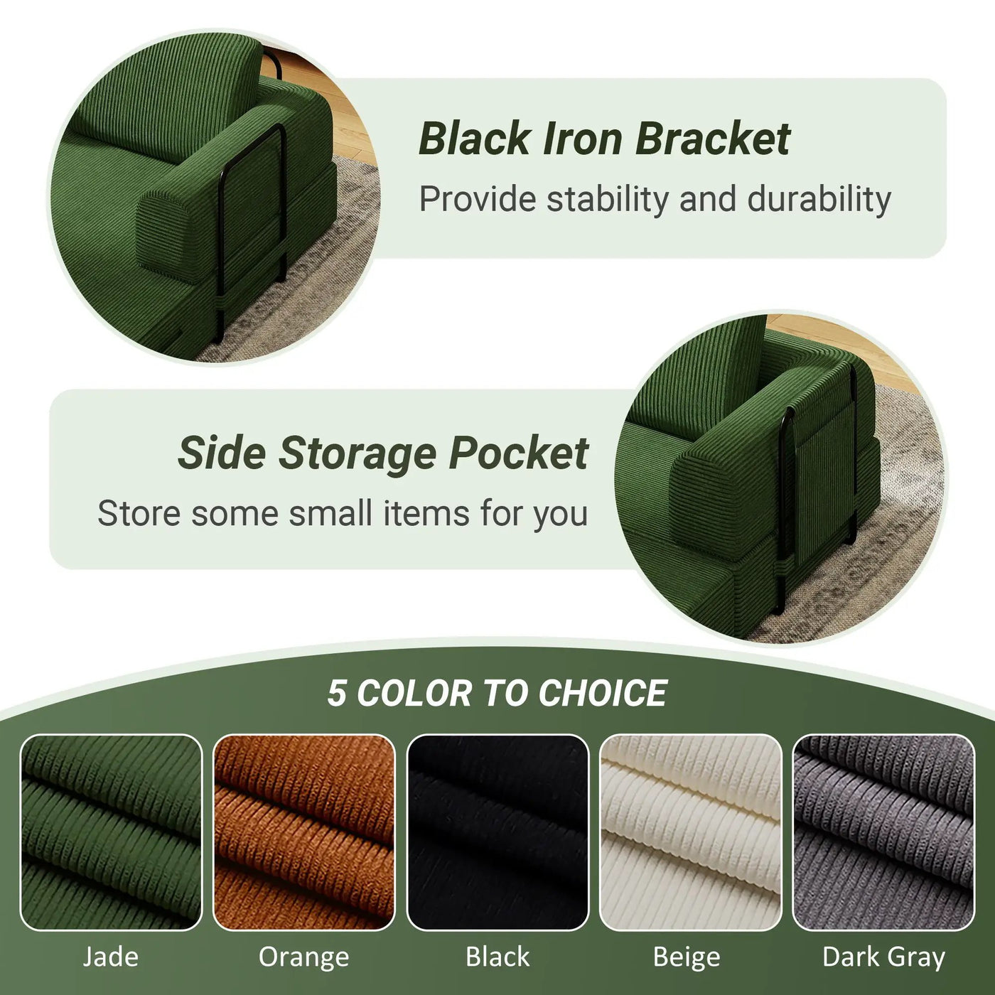 Convertible Sleeper Sofa Bed With Cylindrical Pillow, Fixed Shape Frame by Unique Piece Furniture