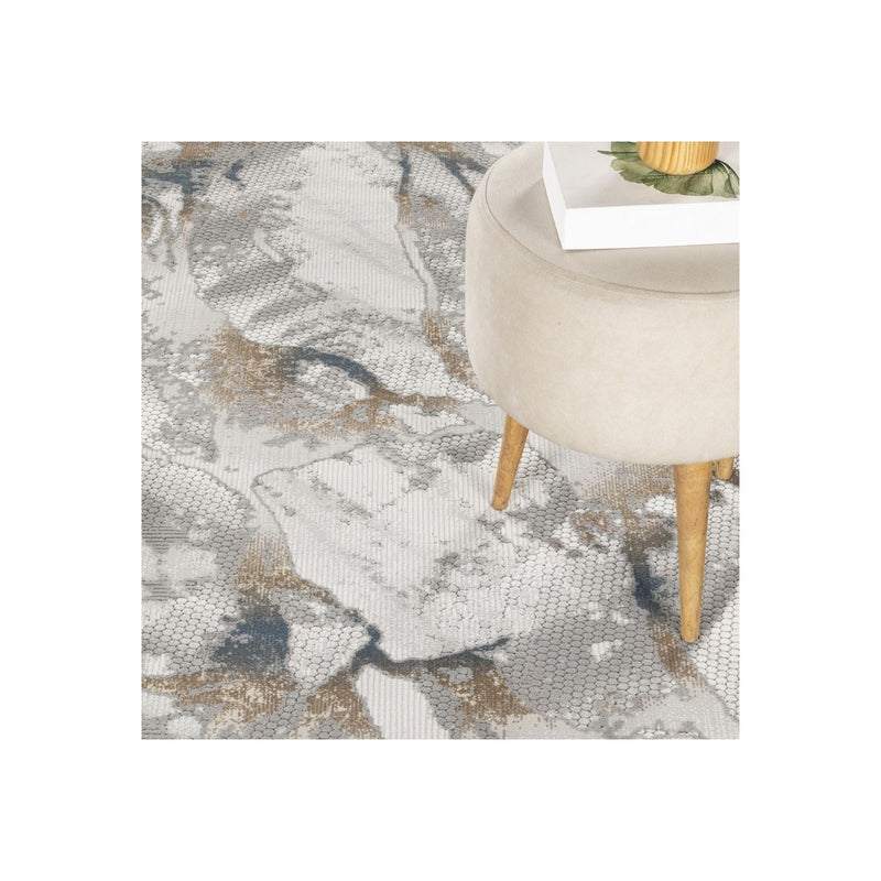 Geometric 3D Effect Area Rug with 100% Polyester Pile - Ivory / Gray, photo 3 of 6