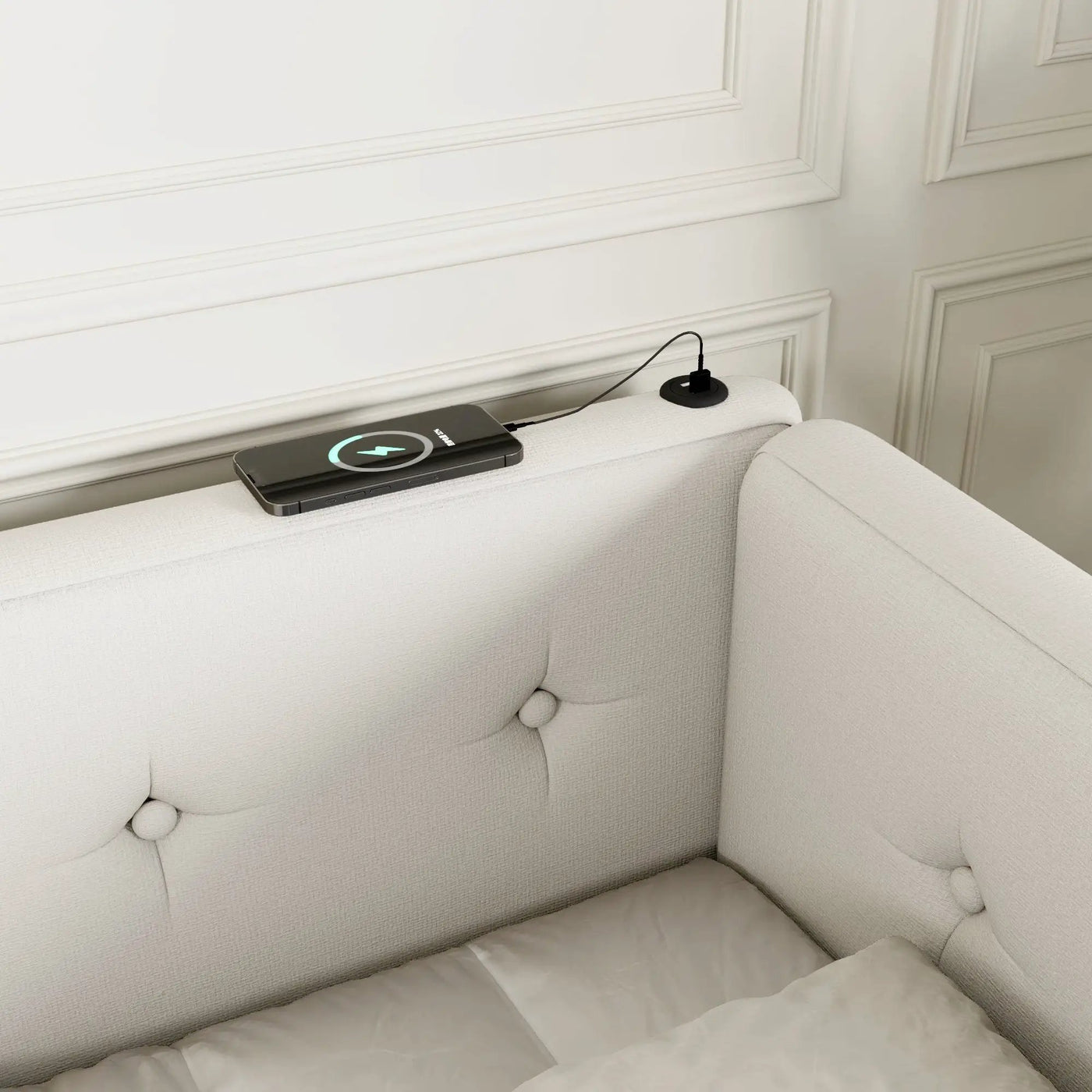 Modern Upholstered Platform Bed With USB Ports And LED Belt by HouseOfZazla