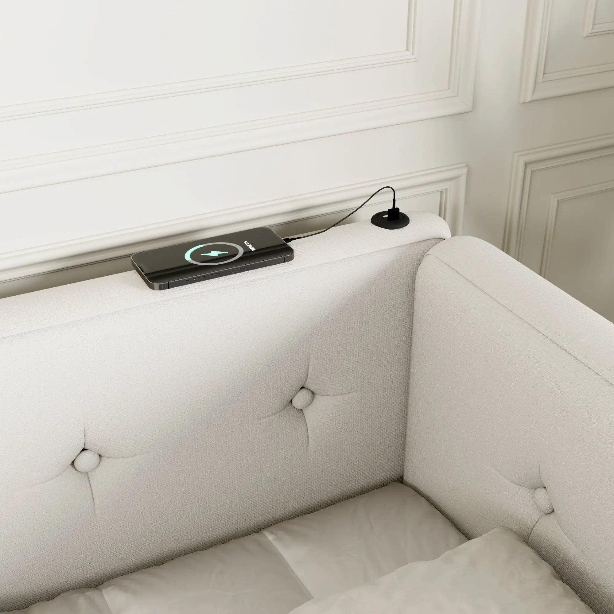 Modern Upholstered Platform Bed With USB Ports And LED Belt by Unique Piece Furniture