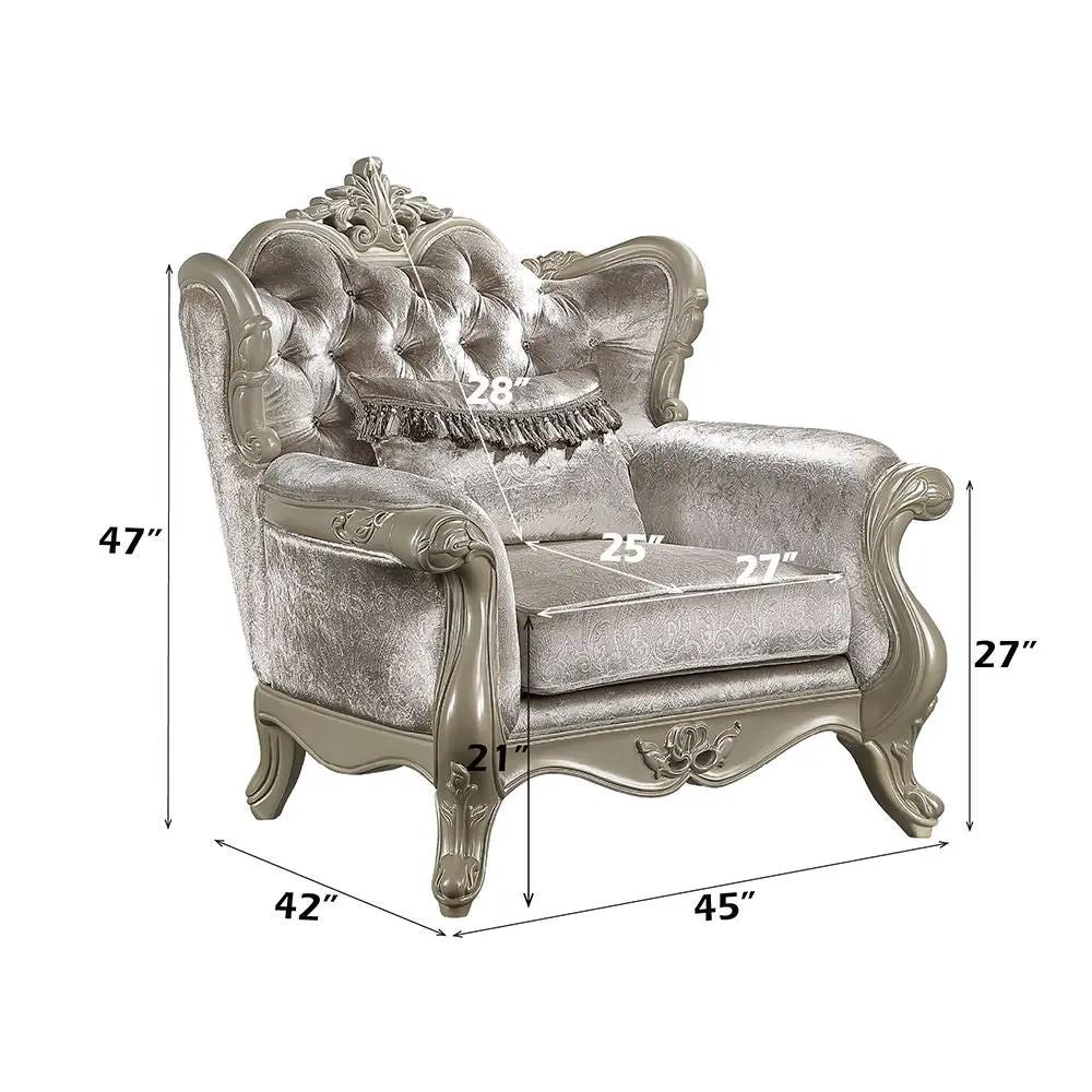 Libertee - Chair With Pillow - Beige Fabric & Champagne by Unique Piece Furniture