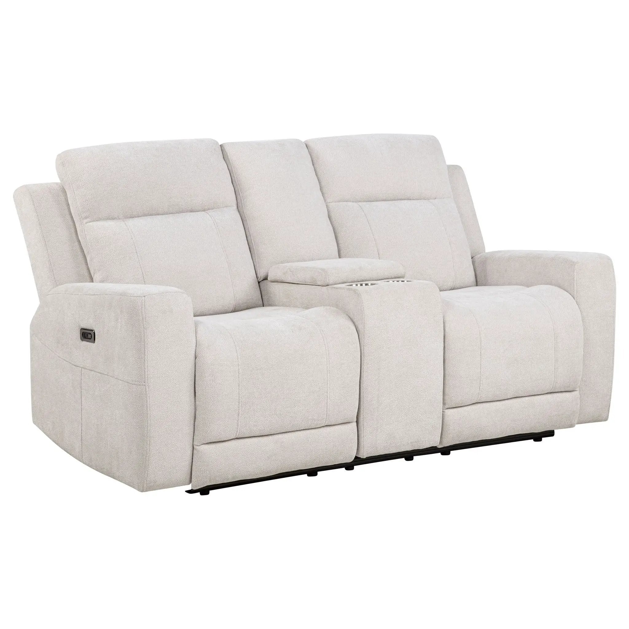 Kennett 3-piece Chenille Power Reclining Sofa Set Ivory by Unique Piece Furniture