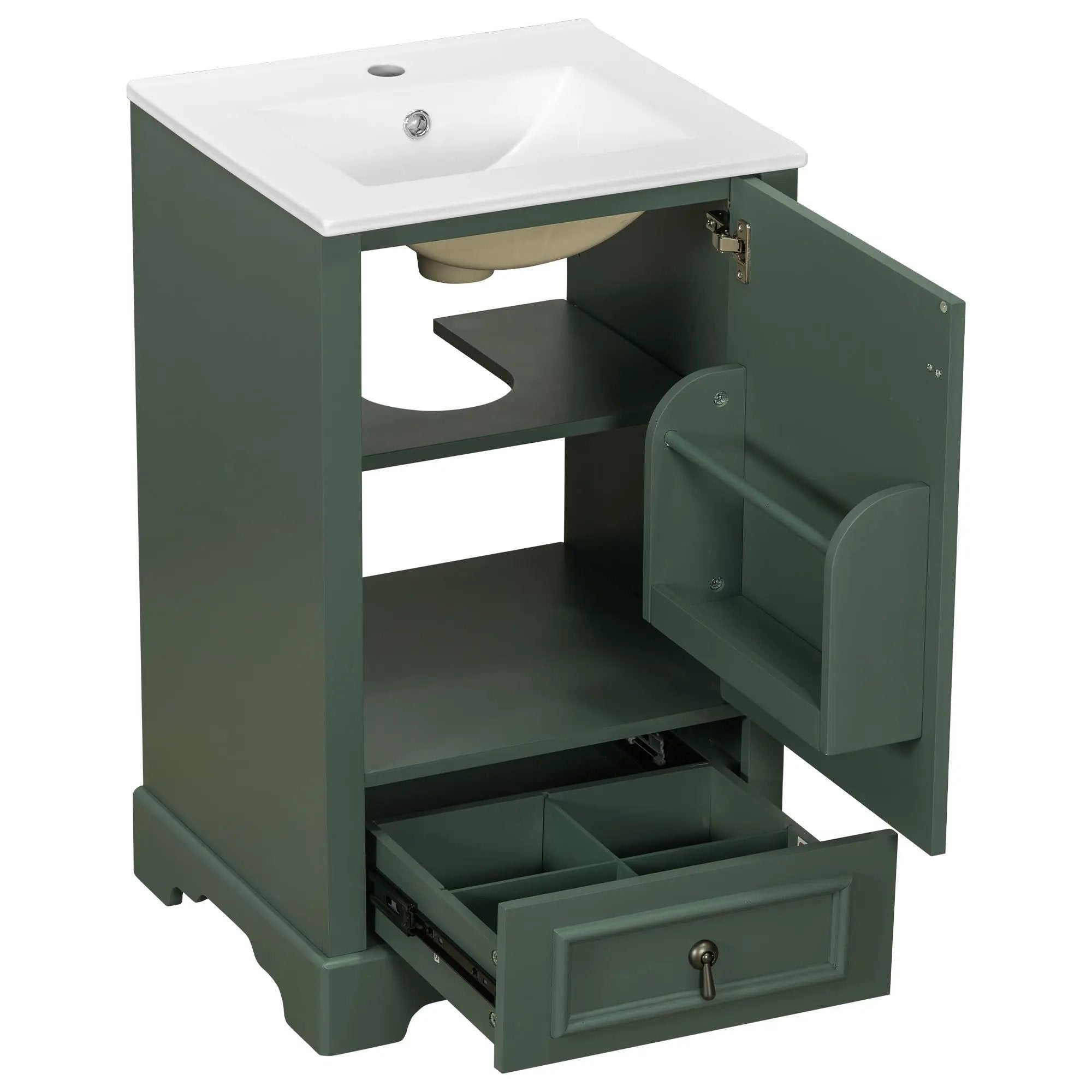 Bathroom Vanity With Sink, Soft Close Door, Adjustable U-Shaped Shelf
