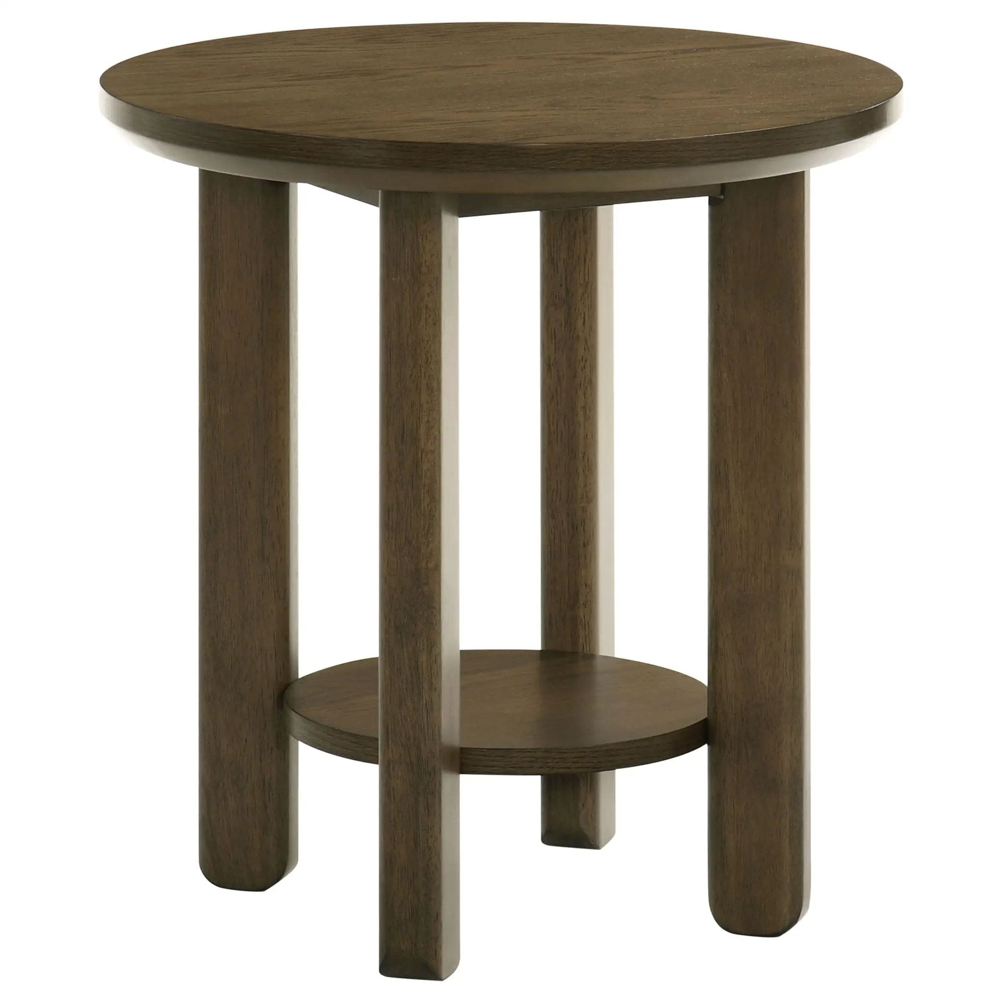 Ottowa 22-Inch Round Wood Side End Table with Shelf Brown by Unique Piece Furniture