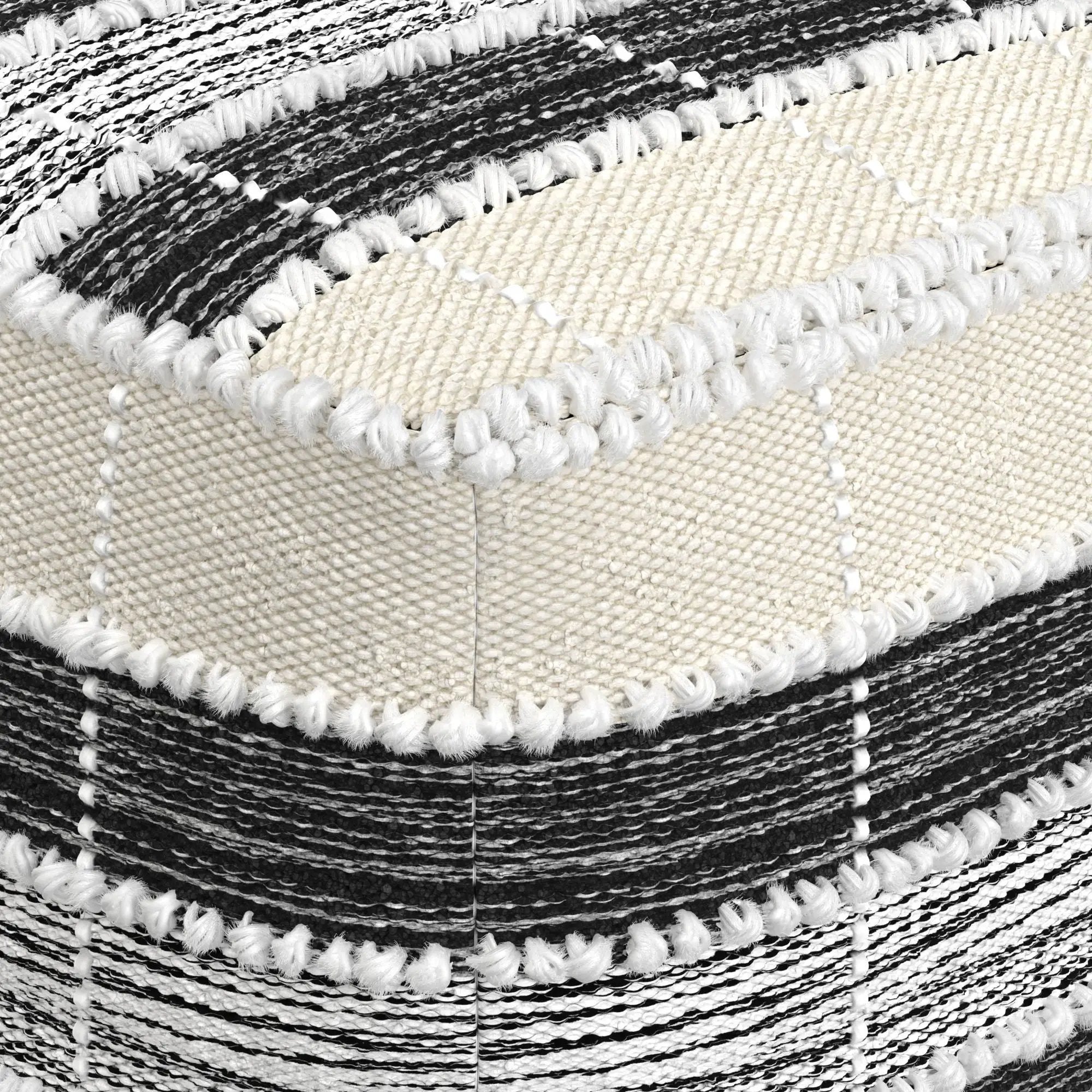 Barley - Square Pouf - White / Beige / Black by HouseOfZazla
