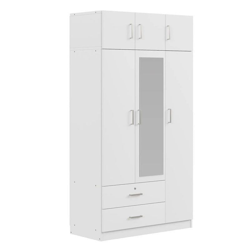 Modern 3 Door Mirror Wardrobe With 2 Drawers And Top Cabinet by HouseOfZazla