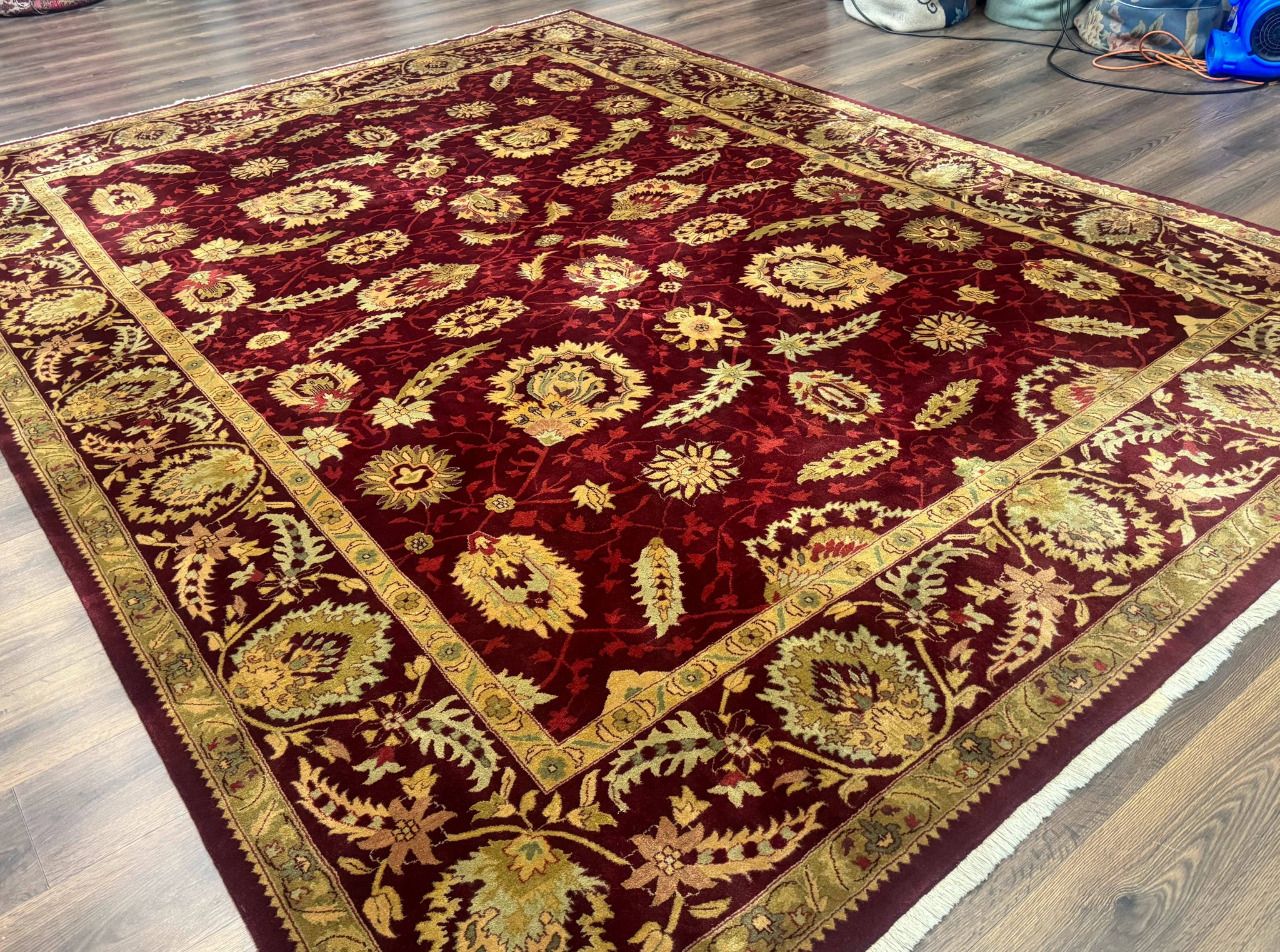Indo Mahal Rug 9x12, Allover Pattern, Dark Red, Traditional Wool Area Rug by Jewel Rugs
