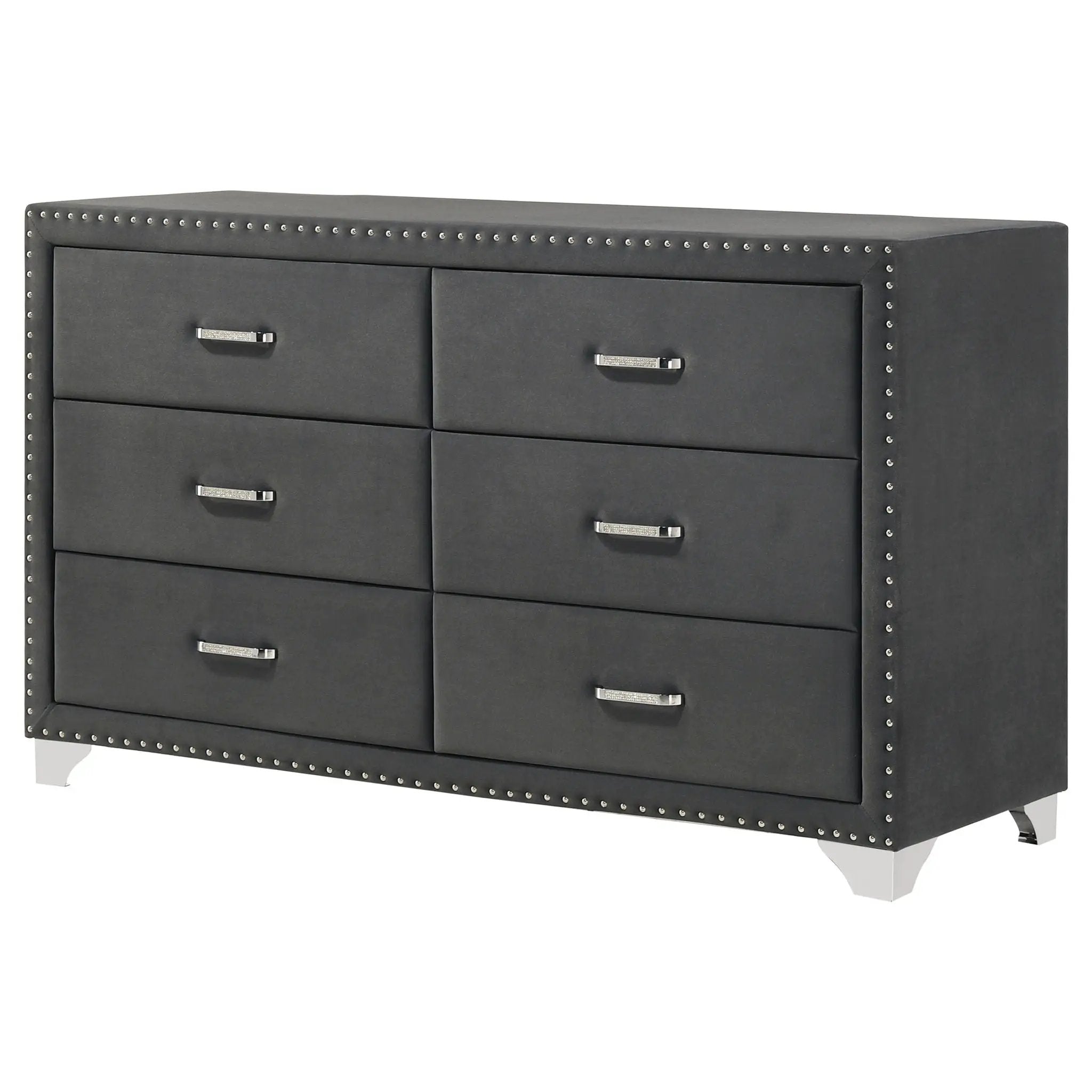Melody 6-drawer Upholstered Dresser Grey by Unique Piece Furniture
