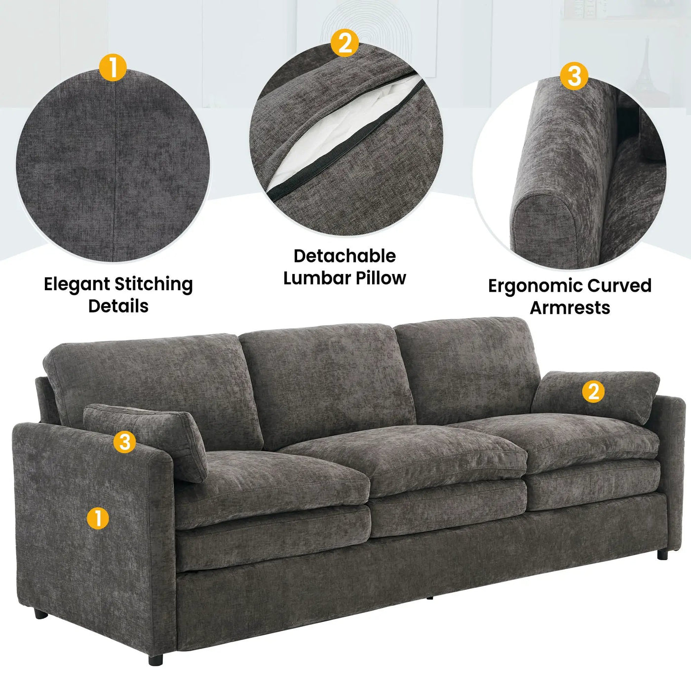 Cozy Upholstered 3 Seater Sofa Cushion For Living Room by HouseOfZazla