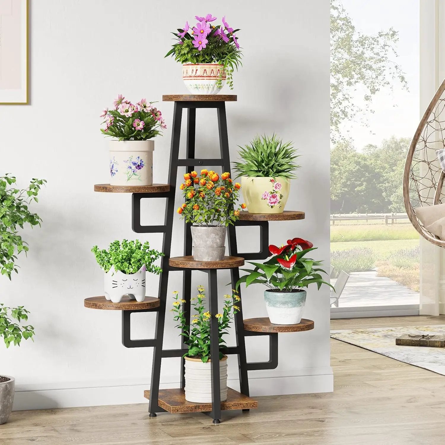 7 Tier Corner Plant Shelf With High Low Design For Living Room by HouseOfZazla