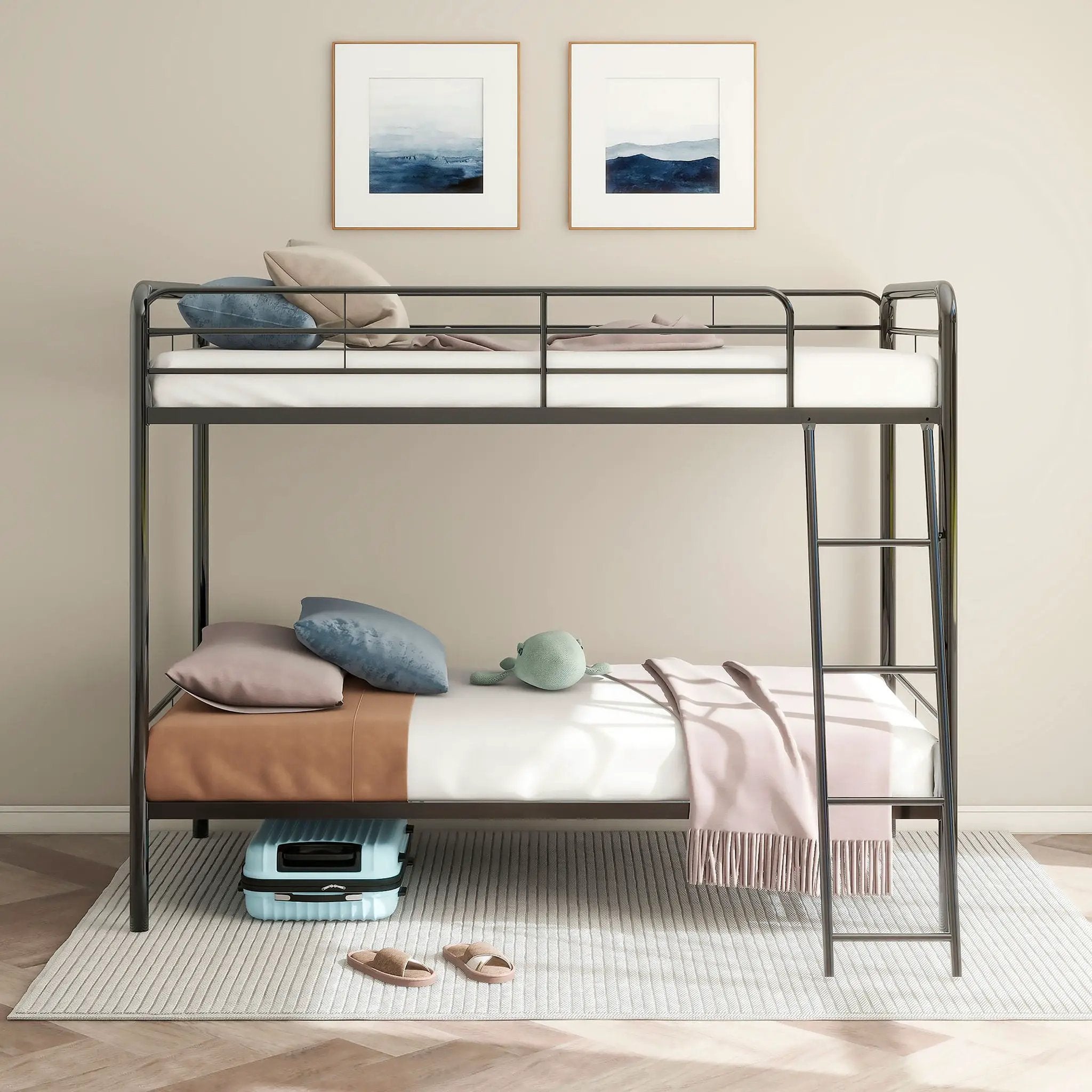 Carson Metal Twin Over Twin Bunk Bed Glossy Black by Unique Piece Furniture