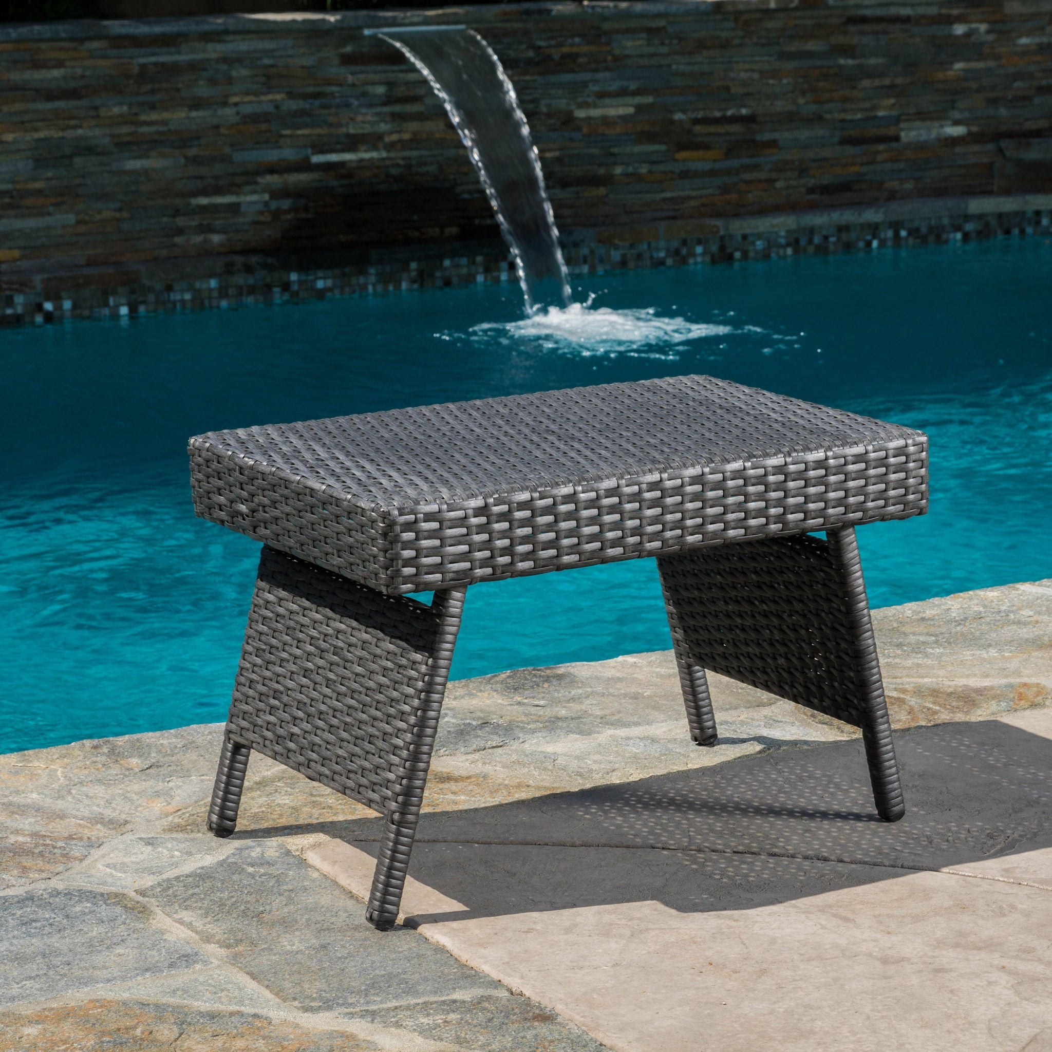 Outdoor Wicker Table With Rectangular Tabletop - Gray by HouseOfZazla