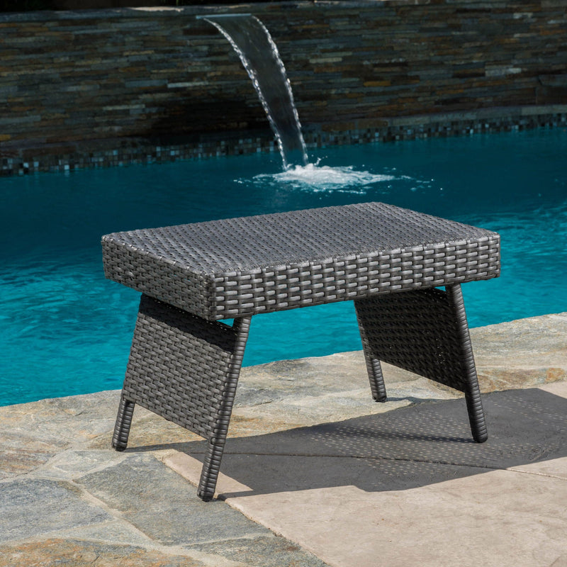 Outdoor Wicker Table With Rectangular Tabletop - Gray by HouseOfZazla
