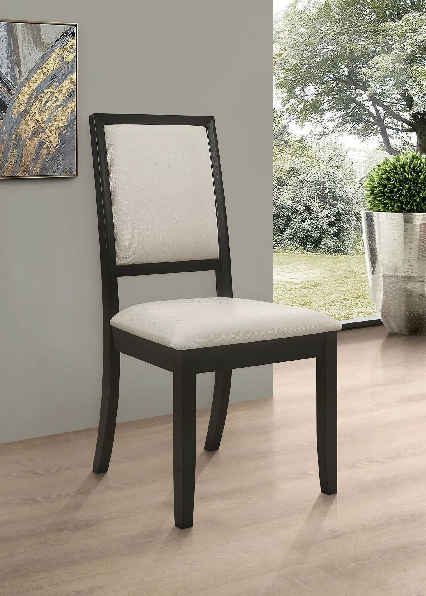 Louise Upholstered Wood Dining Side Chair Black (Set of 2) by Unique Piece Furniture
