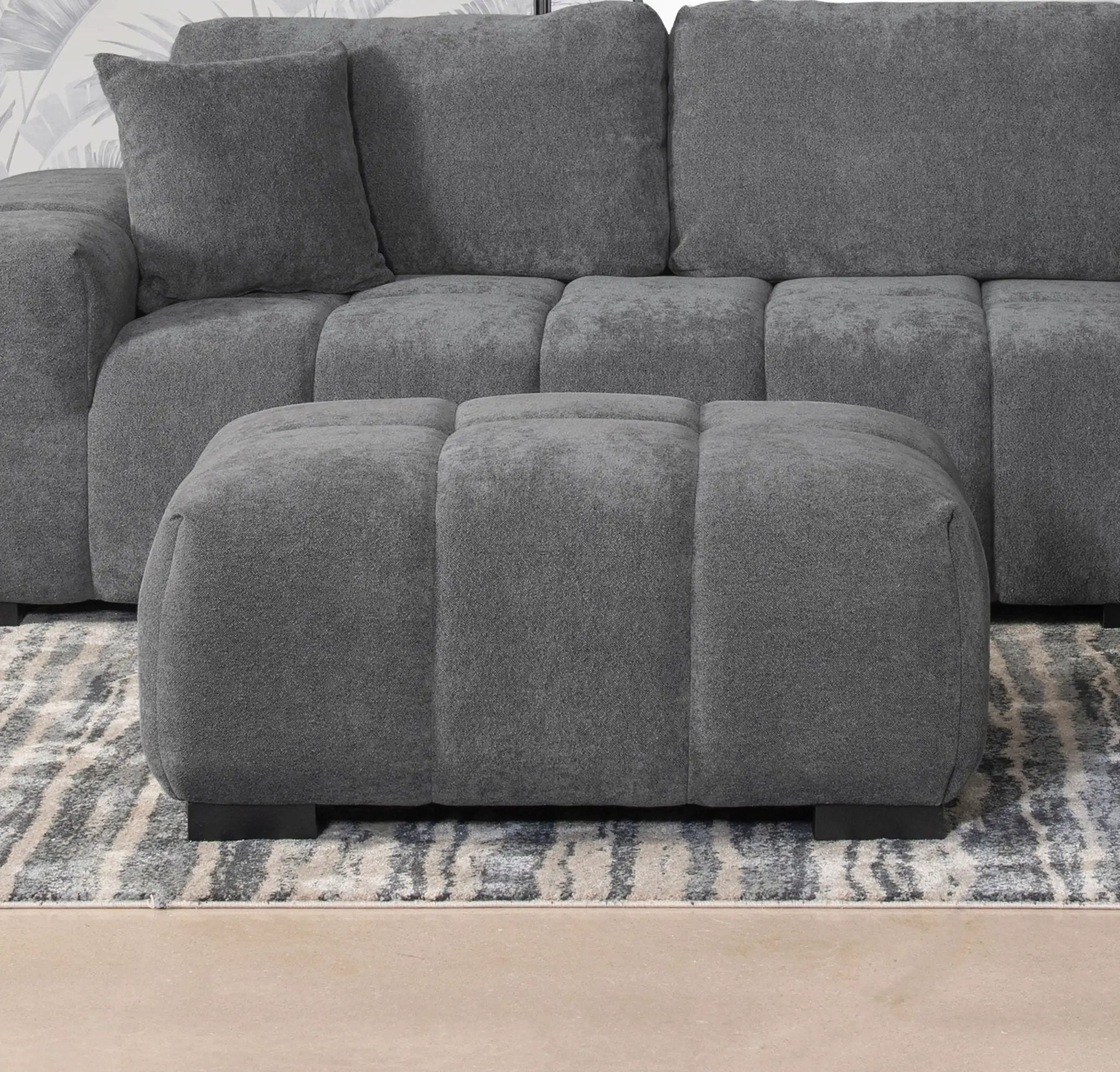 Octavia Upholstered Rectangular Ottoman Charcoal Grey by Unique Piece Furniture