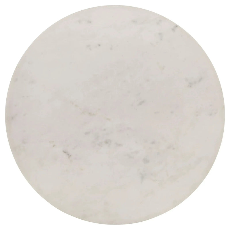 Aldis Round Marble Top Side End Table White and Natural by Unique Piece Furniture