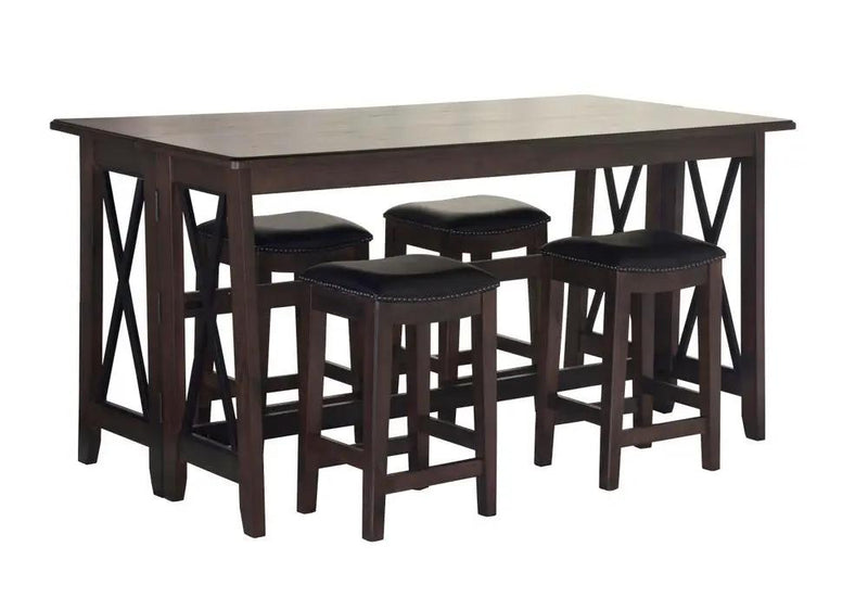 Drop Leaf Table With 4 Stools - Dark Brown by Unique Piece Furniture