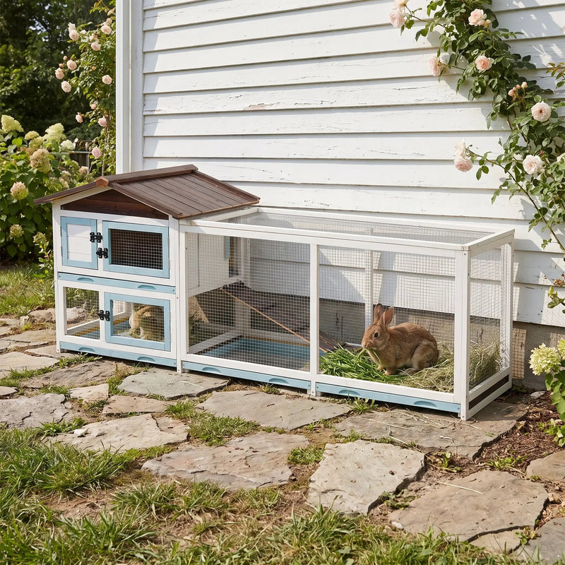 Outdoor Multi-Level Fir Wood Rabbit Hutch by HouseOfZazla