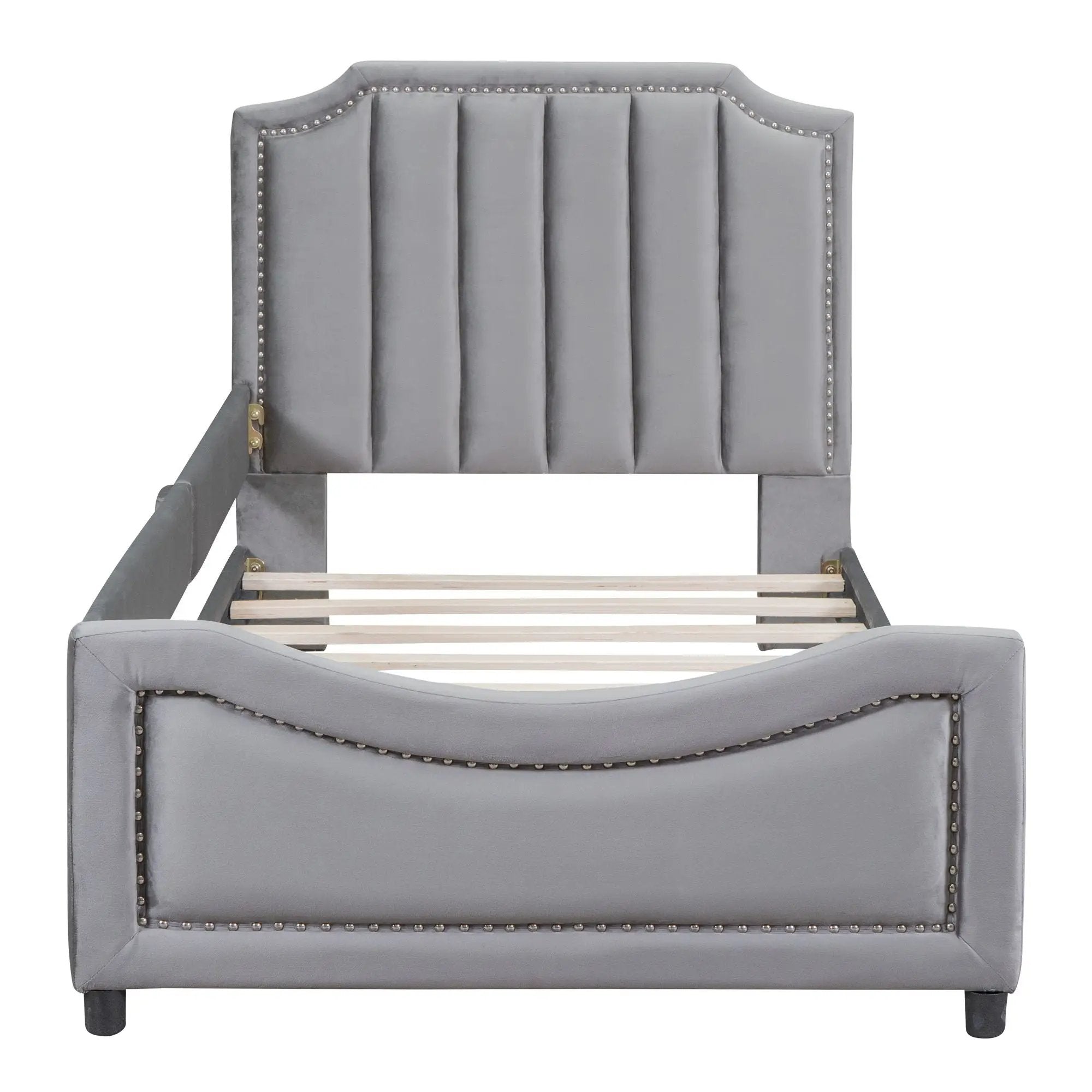 Upholstered Daybed With Classic Stripe Shaped Headboard by HouseOfZazla
