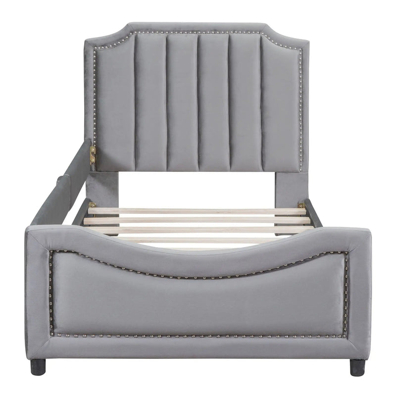 Upholstered Daybed With Classic Stripe Shaped Headboard by HouseOfZazla