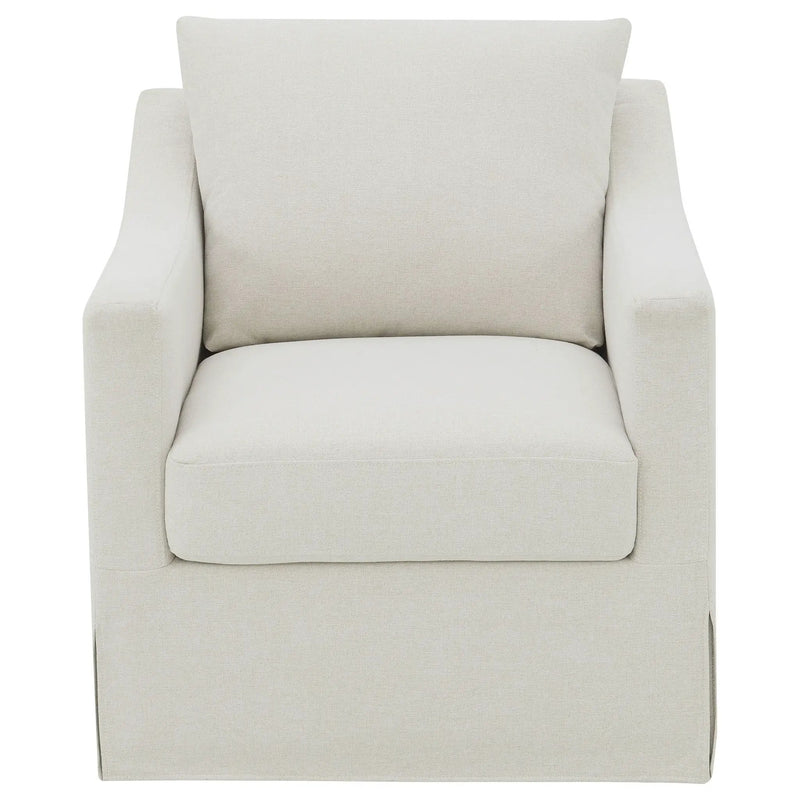 Winter Upholstered Sloped Arm Accent Swivel Chair Beige by Unique Piece Furniture