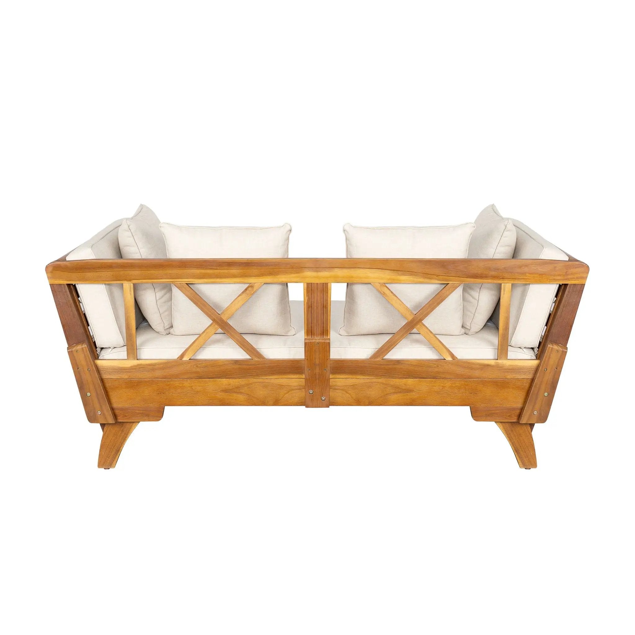 Outdoor Patio Daybed Sofa, 3 Seat Sofa With Foldable Arm 4 Back Pillows