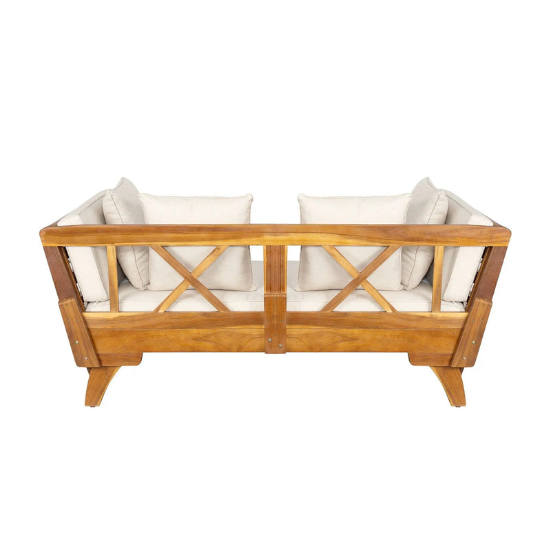 Outdoor Patio Daybed Sofa, 3 Seat Sofa With Foldable Arm 4 Back Pillows