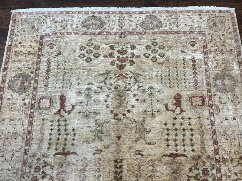 Pakistani Oushak Rug 6 x 9.6, Handmade Wool Peshawar Carpet, Farmhouse Rug by Jewel Rugs