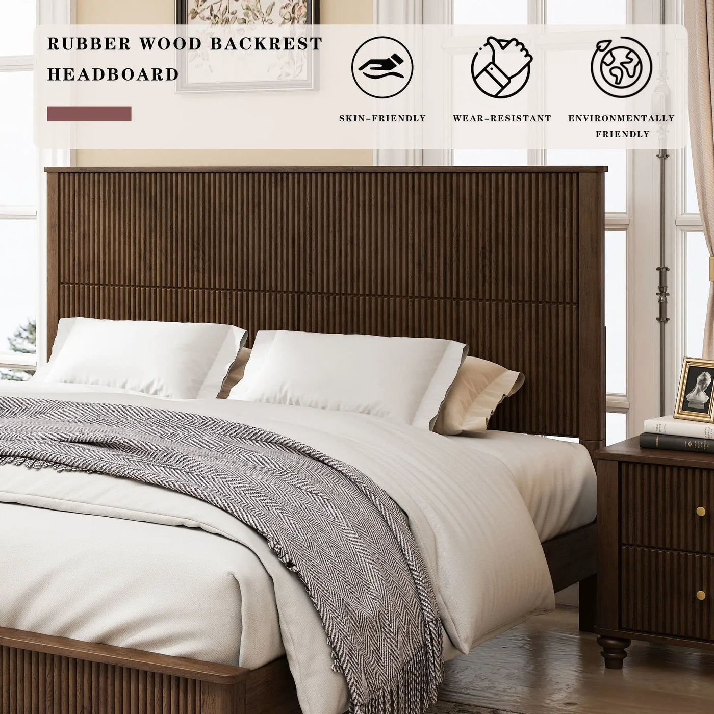 Platform Bed Frame With Tall Headboard by HouseOfZazla