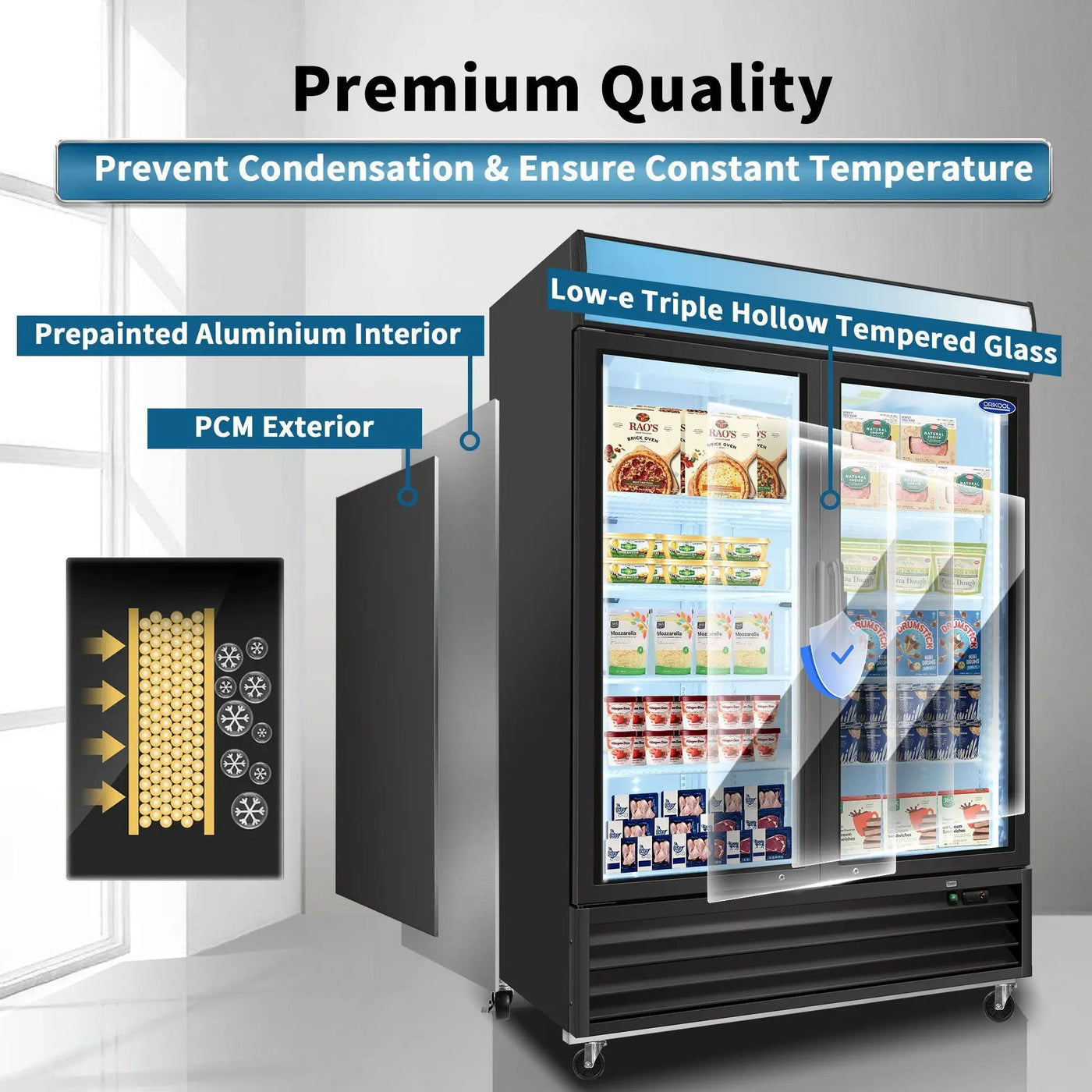 Glass Door Merchandiser Freezer Swing Door Commercial Reach-In Display Freezers With LED Top Panel Upright Freeze Storage by HouseOfZazla