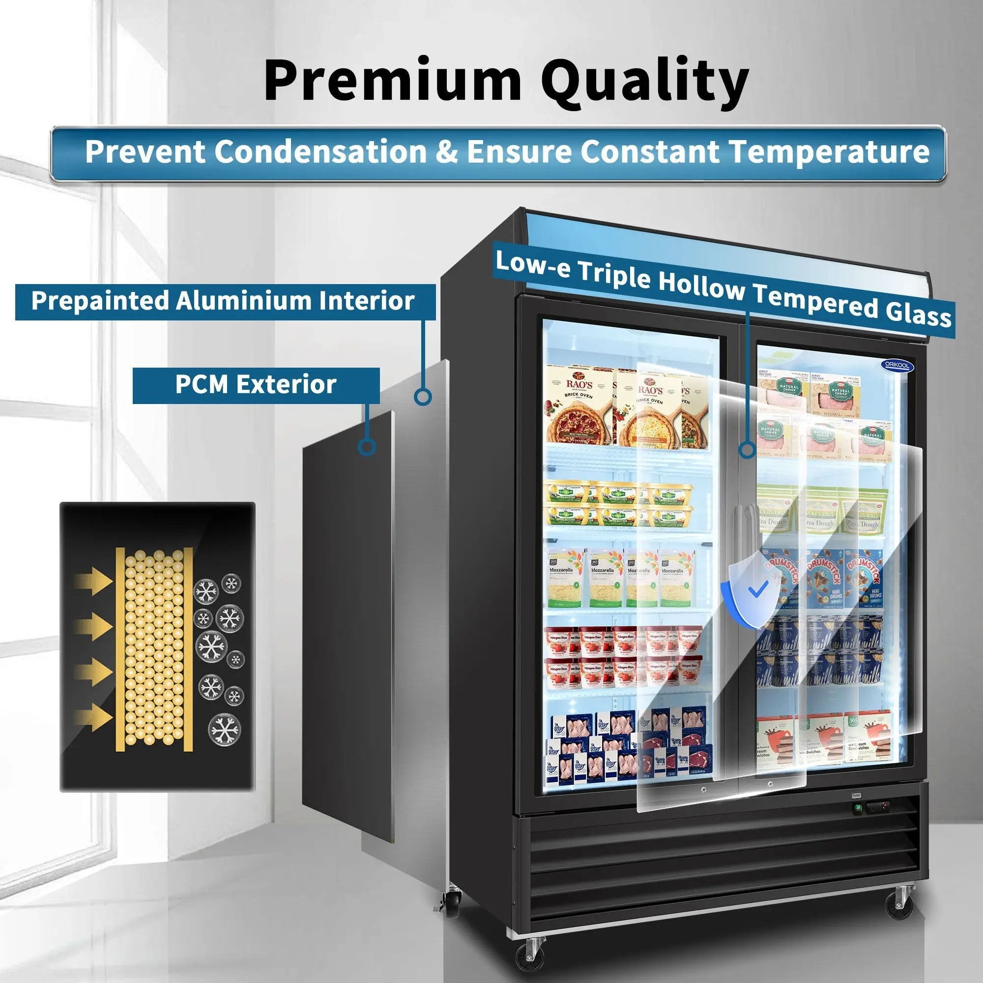 Glass Door Merchandiser Freezer Swing Door Commercial Reach-In Display Freezers With LED Top Panel Upright Freeze Storage by HouseOfZazla