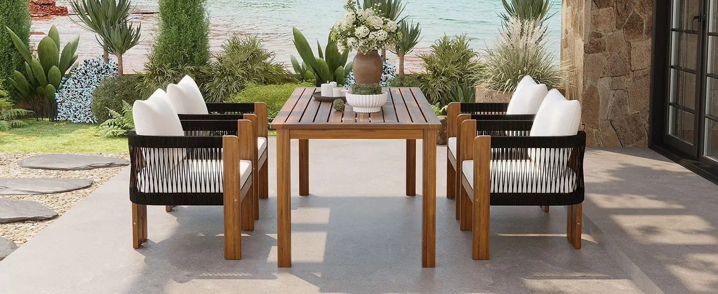 U_STYLE Luxury 5-Piece Outdoor Patio Dining Set for 4 by HouseOfZazla