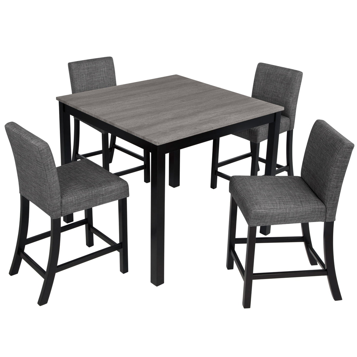Counter Height 5 Piece Dining Table Set with Upholstered Chairs - Gray, White, Dark Gray