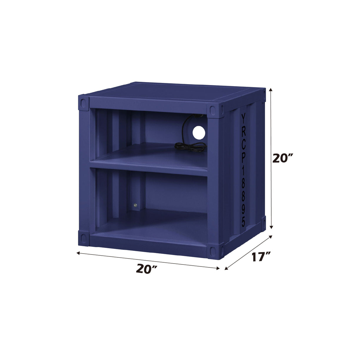 Cargo Nightstand With USB - Metal Industrial Accent Nightstand - Red, Blue, or White, photo 7 of 12