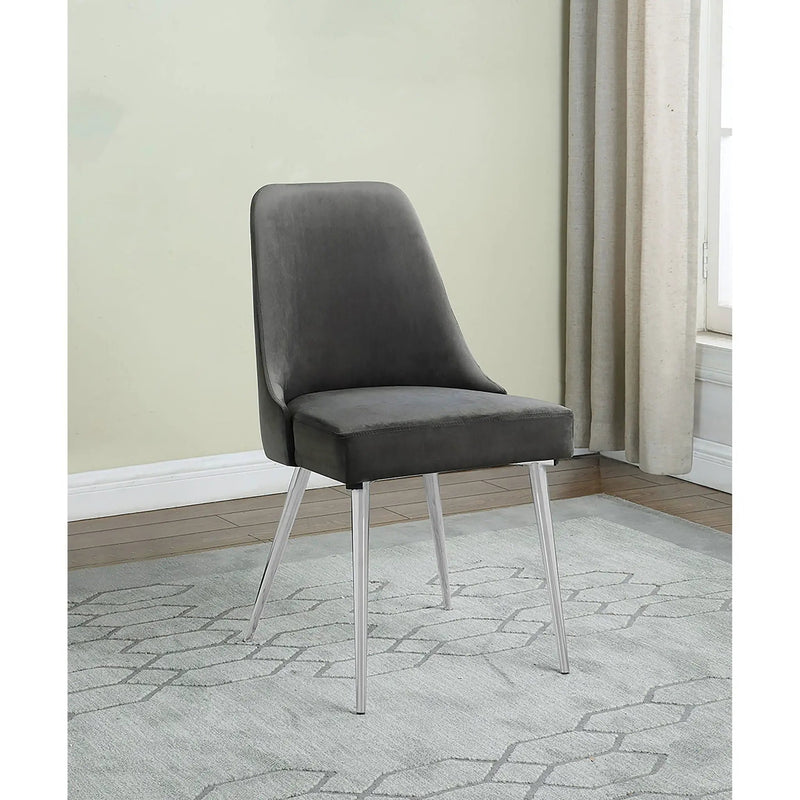 Padded Side Chair Of 2) With Upholstered Seat And Polished - Gray by HouseOfZazla