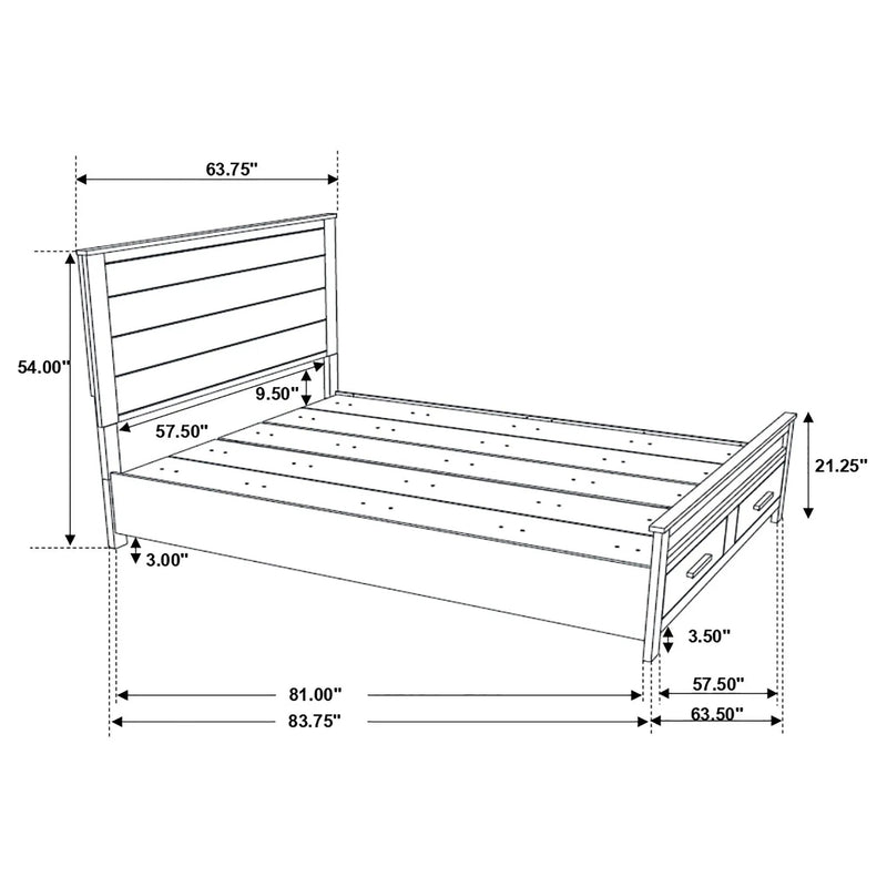 Queen Storage Bed With Platform Design And Drawer Storage - Brown