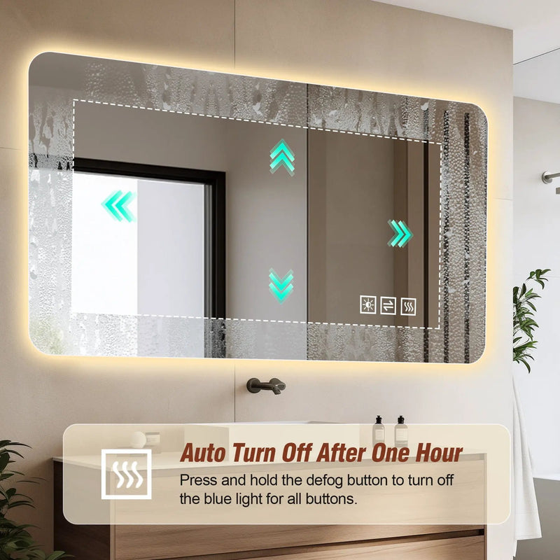 Wall Mounted LED Lighting Mirror With 3 Color Lighting, Dimming, Waterproof, Anti Fog, Touch Switch - Silver by HouseOfZazla