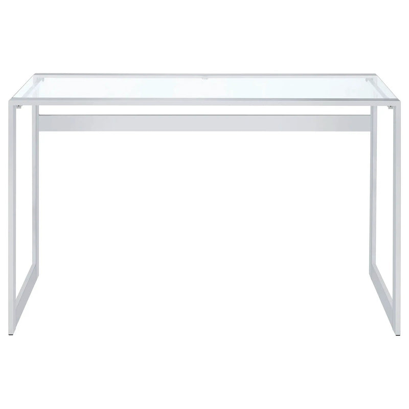 Hartford 47-inch Glass Top Writing Desk Chrome by Unique Piece Furniture