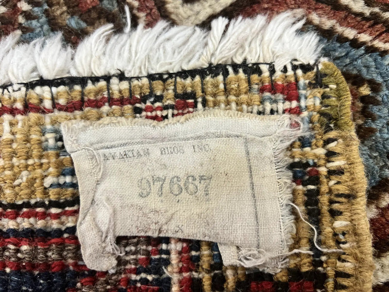 Antique Persian Heriz Rug 6x8, Geometric Medallion, 1920s Oriental Carpet, Handmade Wool Rug by Jewel Rugs