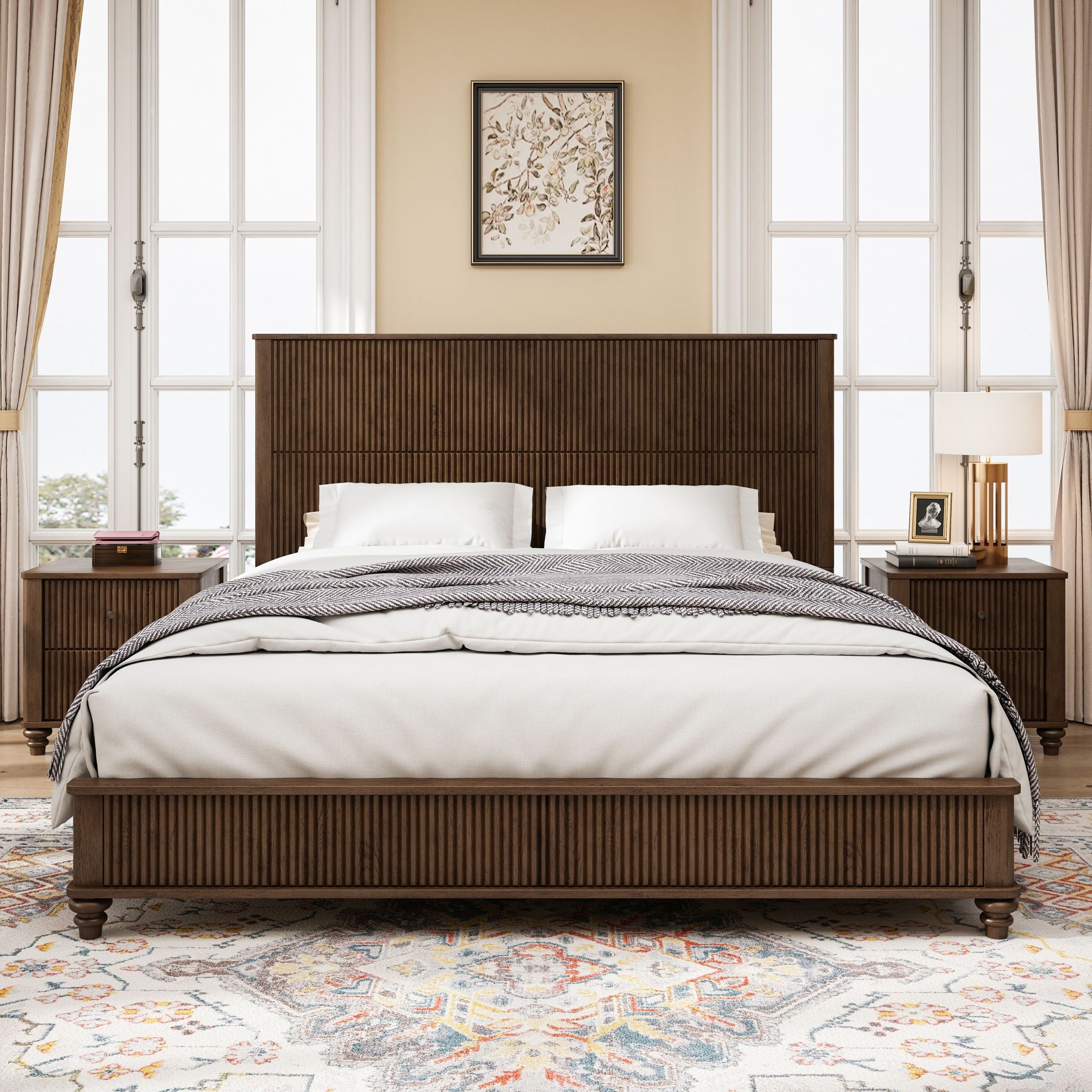 Platform Bed Frame & Tall Headboard by HouseOfZazla