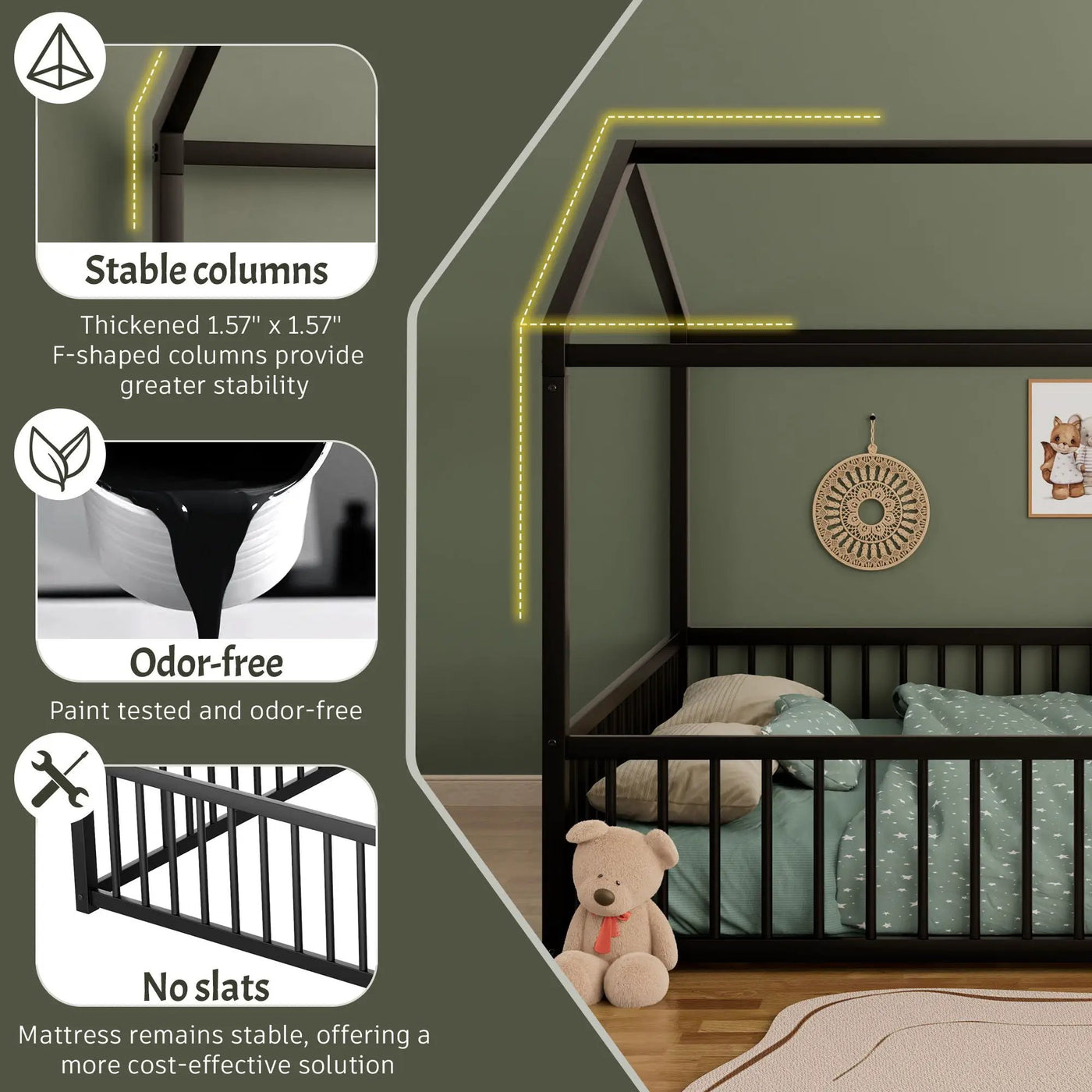 Montessori Floor Bed Frame With House Shape by HouseOfZazla