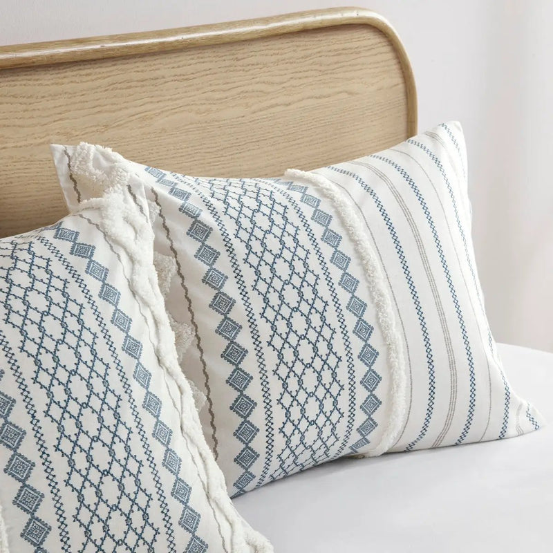 Full/Queen Cotton Printed Duvet Cover Set with Chenille by HouseOfZazla