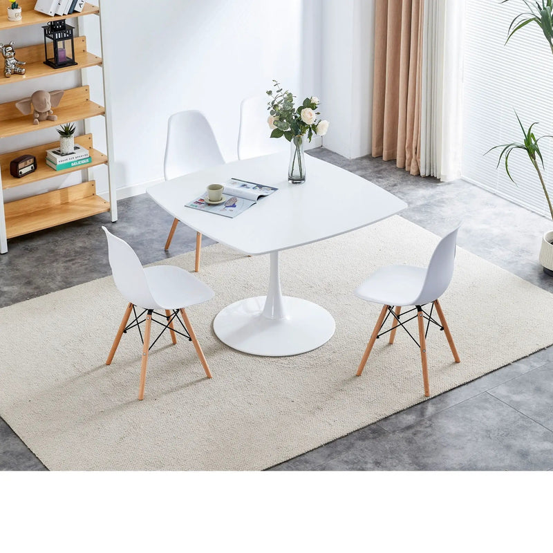 Table Mid-Century Dining Table For 4-6 People With Round Table Top, Pedestal Dining Table, End Table Leisure Coffee Table by Unique Piece Furniture