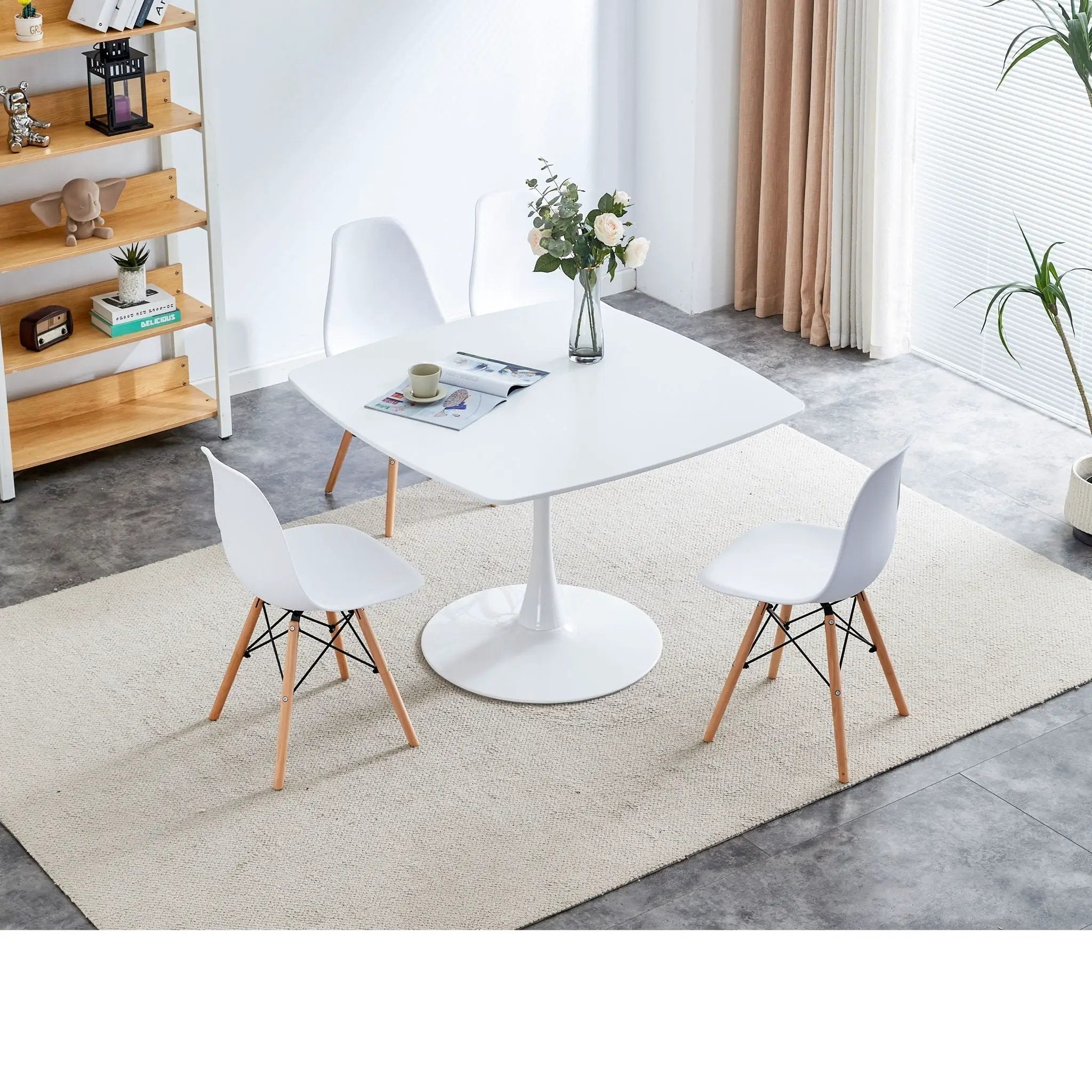 Table Mid-Century Dining Table For 4-6 People With Round Table Top, Pedestal Dining Table, End Table Leisure Coffee Table by HouseOfZazla