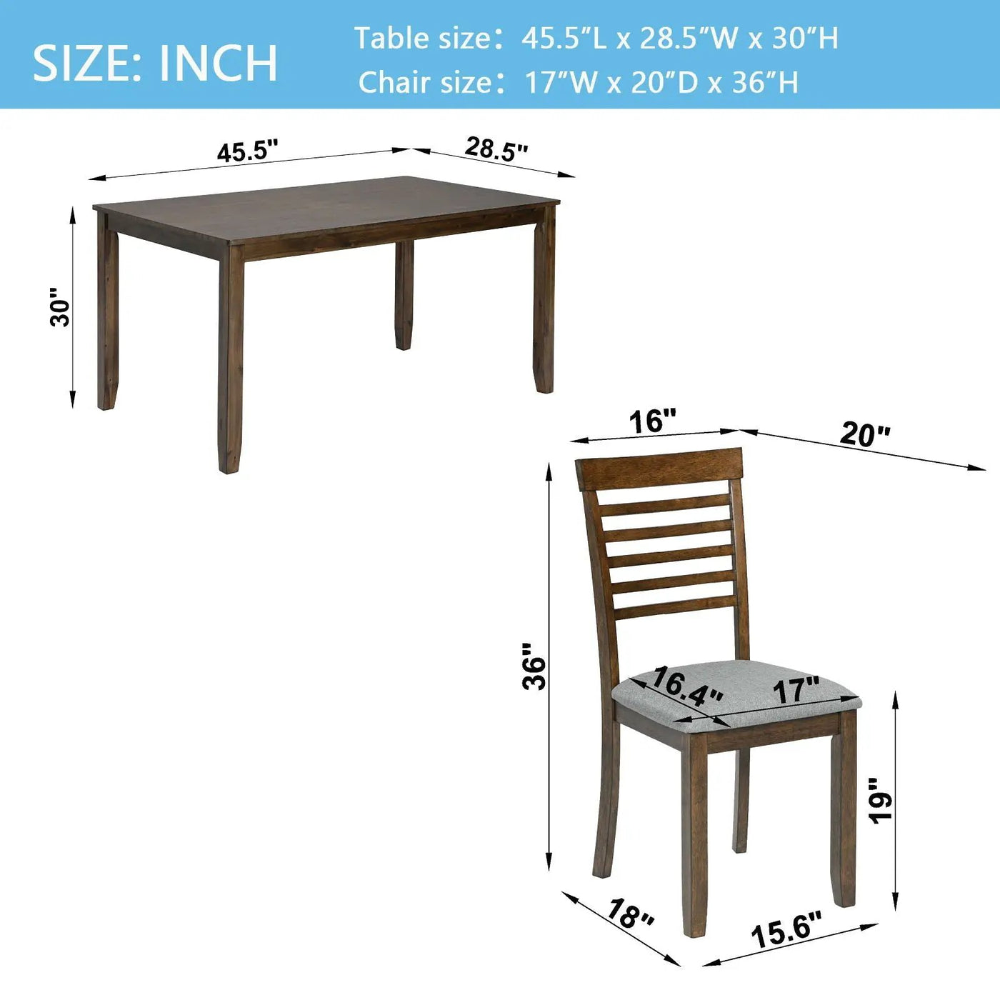 5 Pieces Modern Dining Set, Rectangular Wooden Dining Table With 4 Upholstered Chairs by Unique Piece Furniture