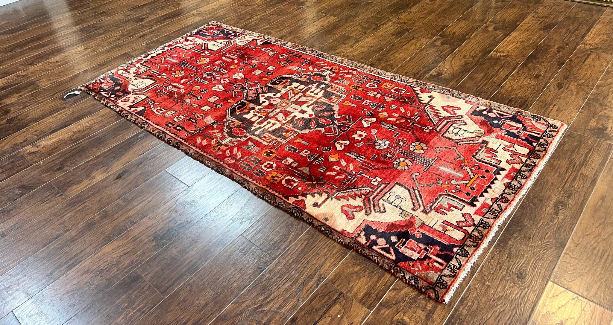 Antique Persian Tribal Rug 4 x 8, Geometric Medallion, Boho Rug, Wool Handmade Rug, Red 4x8 Rug, Persian Hamadan Rug by Jewel Rugs